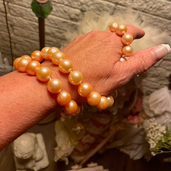 Authentic golden pink south sea pearl necklace - Picture 8 of 16